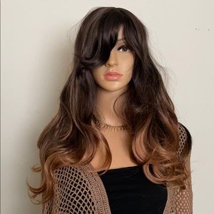 copper ombré wig pretty wig dark brown balayage waves 26 inch long NWT